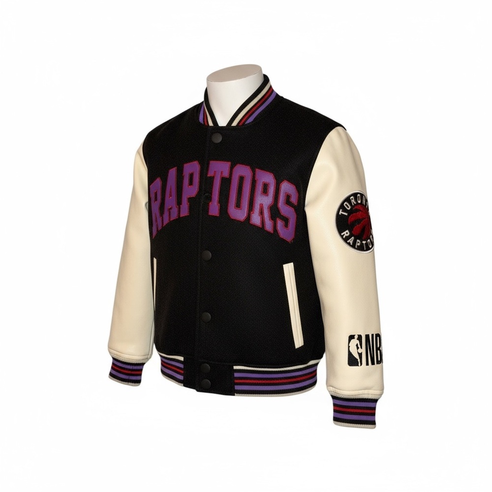 NEW! NBA Raptors Kids Jacket - Black and Cream